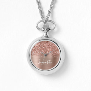 Glittrig Rosa Guld Glam Namn Armbandsur