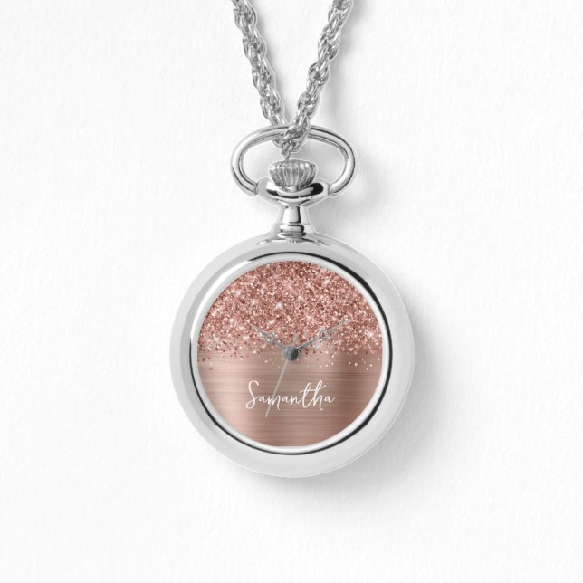 Glittrig Rosa Guld Glam Namn Armbandsur (Framsida)