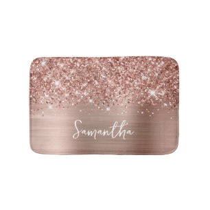 Glittrig Rosa Guld Glam Namn Badrumsmatta