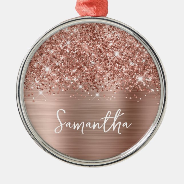 Glittrig Rosa Guld Glam Namn Julgransprydnad Metall (Framsidan)