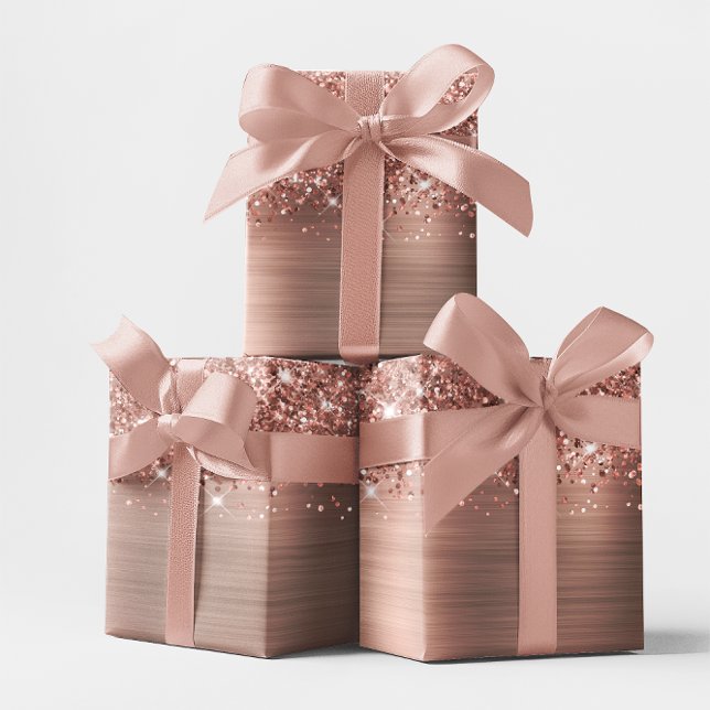 Glittrig Rosa Guld Glam Presentpapper (Glittery Rose Gold Glam Wrapping Paper)