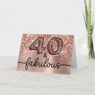 Glittrig Rosa Guld Leopard Glam 40 och Fantastisk Kort