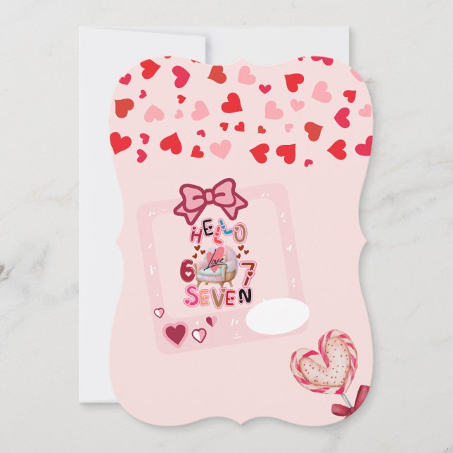 Glittrig Rosa Mugg och Hjärtan Glad Alla Hjärtans  Julkort (Framsida)