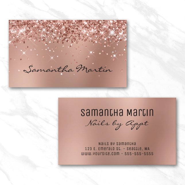 Glittrig Rose Guld Dims Visitkort (Glittery Rose Gold Blur Business Card)