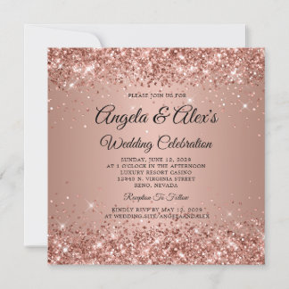 Glittrig Rose Guld Gradient Elegant Bröllop Inbjudningar
