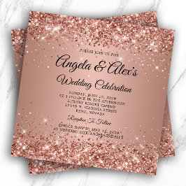Glittrig Rose Guld Gradient Elegant Bröllop Inbjudningar