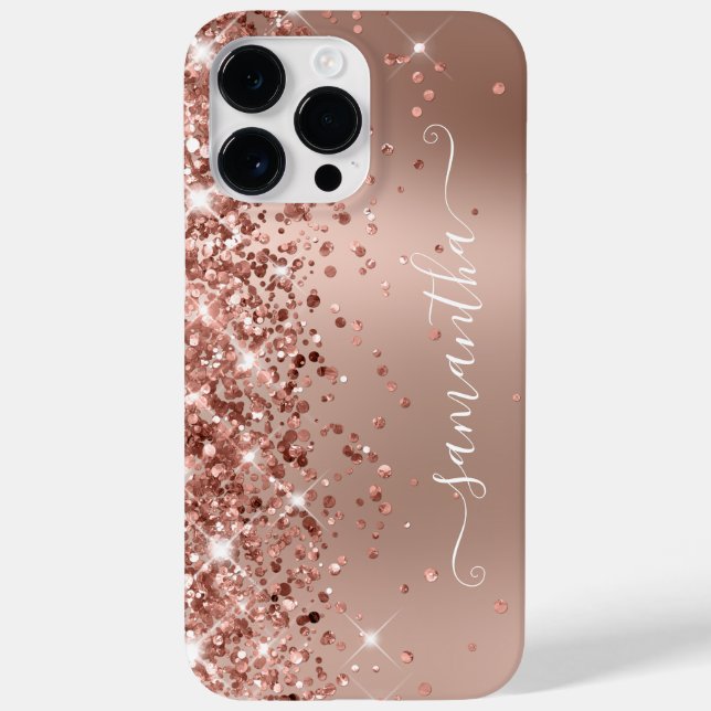 Glittrig Rose Guld Ombre Modern Feminint Signatur (Baksida)