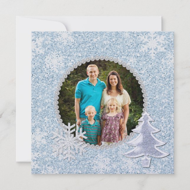 Glittrig Snö Julkort Fotogratulationskort (Framsida)