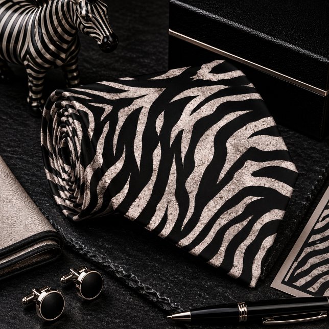 Glittrig Zebra Vilda Djur Mönster Slips (Skapare uppladdad)