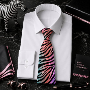 Glittrig Zebra Vilda Djur Mönster Slips