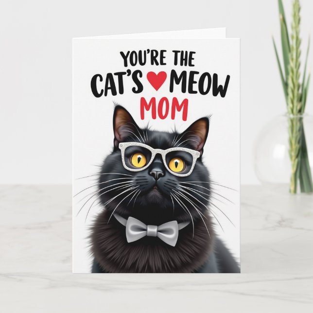 Glittriga Glasögon Kattmamma Kort (Framsida)
