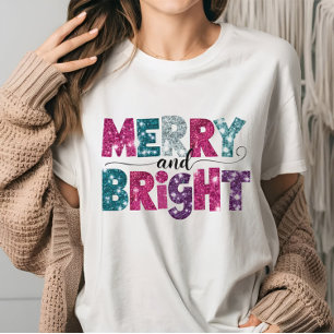 Glittriga julstämningar rosa glädje och ljus t shirt