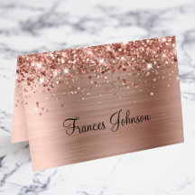 Glittriga Rosa Guld Individuella Namn Platskort