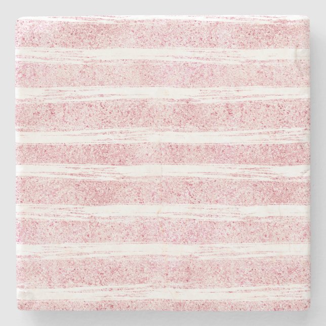 Glittriga Rosa Ränder Stenunderlägg (Framsidan)