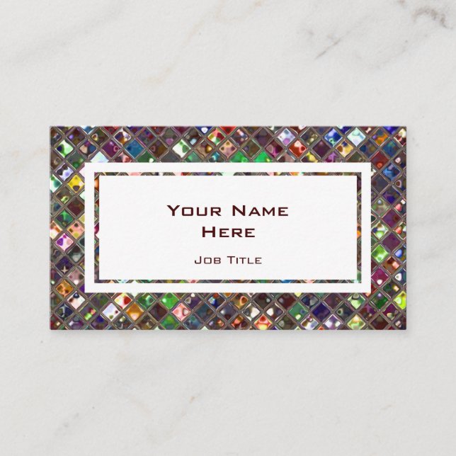 Glitz belägger med tegel mångfärgad vitrektangel visitkort (Framsida)
