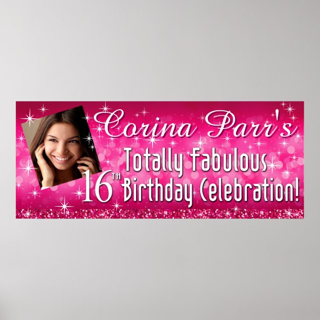 Glitz Bling Glitter Gnistra Banner 40,5 x 16,5 Poster (Framsidan)