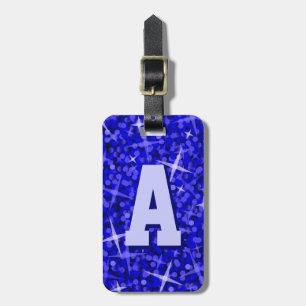 Glitz Blue - första textetikett Bagagebricka