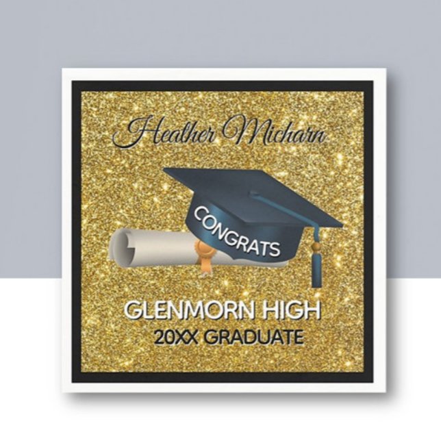 Glitz! Fun, Custom Graduation Paper Napkin Pappersservett (Skapare uppladdad)