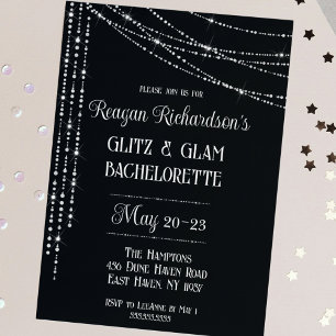 Glitz & Glam Diamond Bachelorette Helg Inbjudningar
