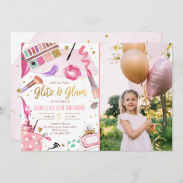 Glitz Glam Glamor Party Spa Girl Makeup Birthday Inbjudningar