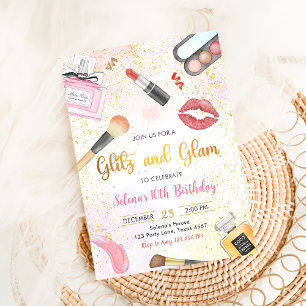 Glitz Glam Glamor Spa Party Girl Makeup Birthday Inbjudningar