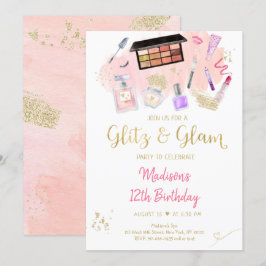 Glitz & Glam Rosa Guld Spa Birthday Inbjudningar