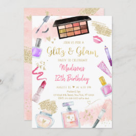 Glitz & Glam Rosa Guld Spa Birthday Inbjudningar