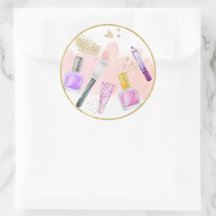 Glitz & Glam Rosa Guld Spa Birthday Runt Klistermärke