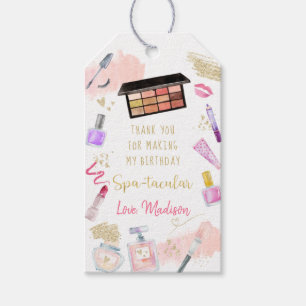 Glitz & Glam Rosa Guld Spa Birthday Tack Presentetikett