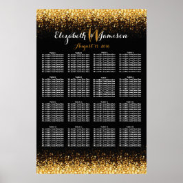 Glitz-glam-sittplatsplan för guld Black Hollywood Poster