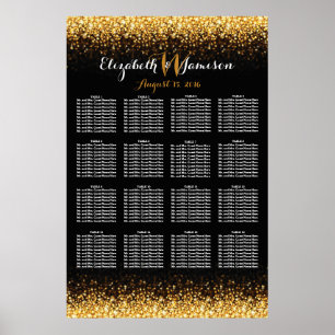 Glitz-glam-sittplatsplan för guld Black Hollywood Poster