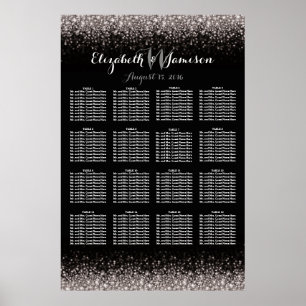 Glitz-glam-sittplatsplan för silver Black Hollywoo Poster
