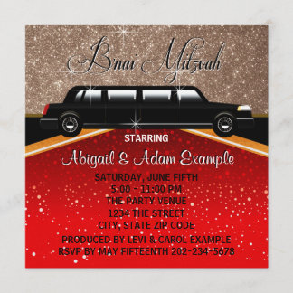 Glitz Glamor Red Carpet Movie Star B'nai Mitzvah Inbjudningar