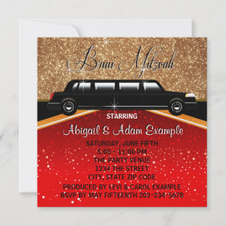 Glitz Glamor Red Carpet Movie Star B'nai Mitzvah Inbjudningar