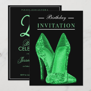 Glitz & Glamour Ljusgrön 25-årsdag Inbjudningar