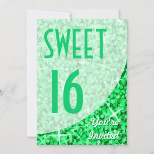 Glitz Grön kurva "Sweet 16" inbjudan