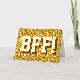 Glitz "guld" "BFF!", Grattis på Kort