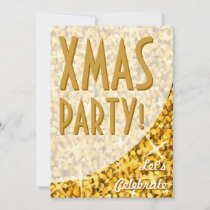 Glitz "Guld"-kurva "Julafton Party!" inbjudan! Inbjudningar