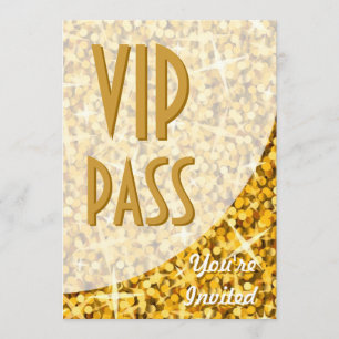 Glitz "Guld"-kurva "VIP Pass-inbjudan" Inbjudningar