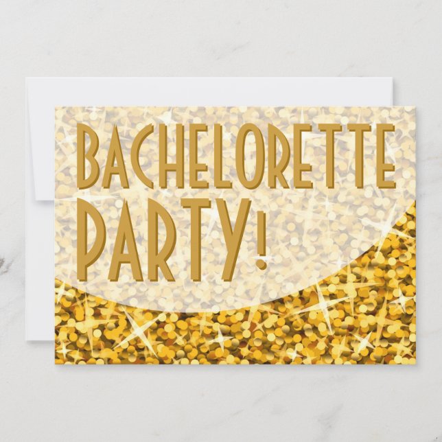 Glitz "Guld"-kurvan "Bachelorette Party bjudande" Inbjudningar (Framsida)