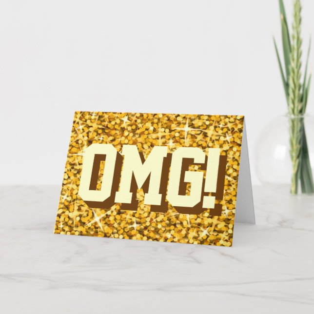 Glitz "Guld" "OMG!" Grattis på födelsedagen hälsni Kort (Framsida)