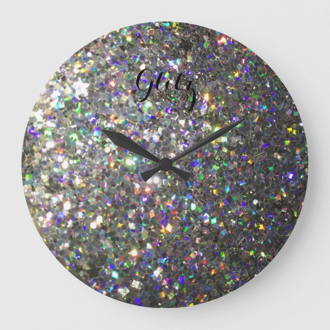 Glitz Hologram Glitter Wall Clock! Stor Klocka (Framsida)