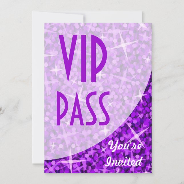 Glitz-Lila-kurva "VIP Pass"-inbjudan Inbjudningar (Framsida)