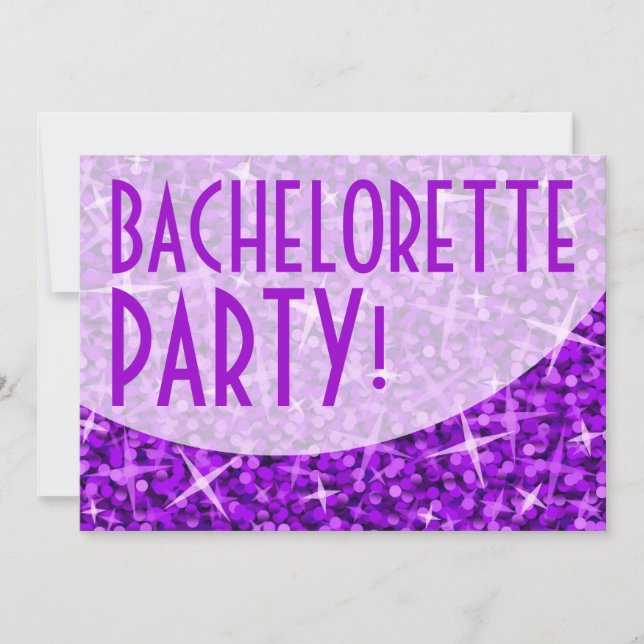 Glitz-Lila-kurvan "Bachelorette Party" Inbjudningar (Framsida)