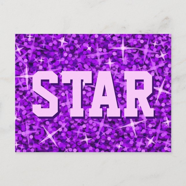 Glitz Lila 'STAR'-vykort Vykort (Framsida)