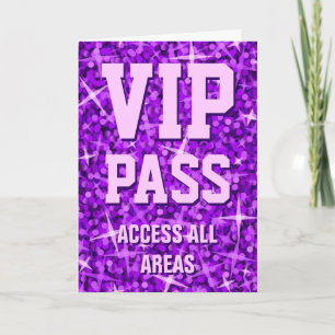 Glitz Lila 'VIP Pass' Valentindagskort Helgkort