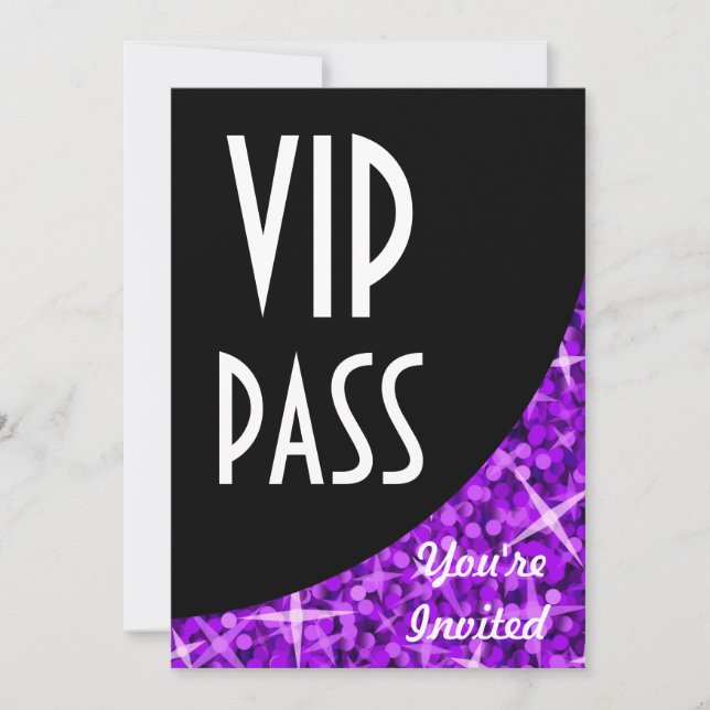 Glitz-Lilans svarta kurva "VIP Pass-inbjudan" Inbjudningar (Framsida)