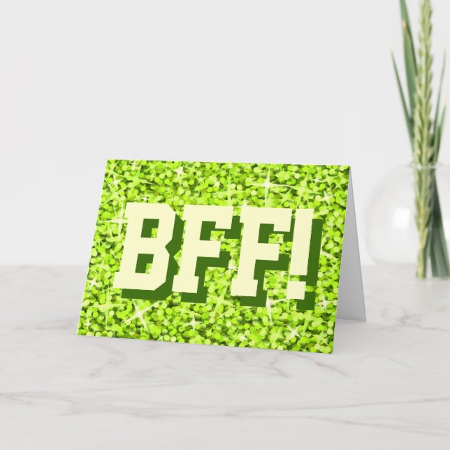 Glitz Lime 'BFF!' 'Ditt text'-hälsning-kort Kort (Framsida)
