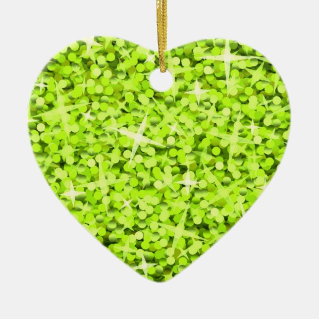 Glitz Lime-hjärta Julgransprydnad Keramik (Framsidan)