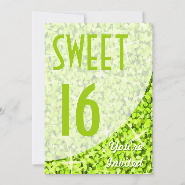 Glitz Lime-kurva "Sweet 16"-inbjudan Inbjudningar (Framsida)